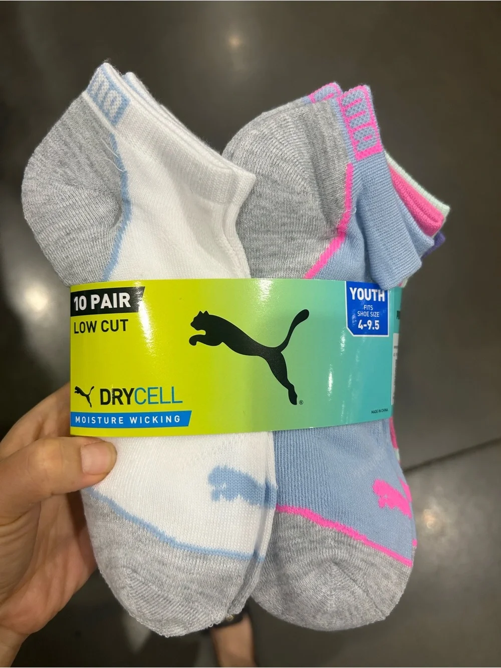 NWT PUMA Youth Low Cut 10-Pack DryCELL Socks